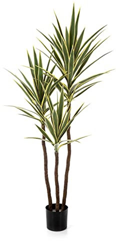 artplants.de Fake Yucca HELVETIOS, green-yellow, 160 cm - Artificial palm tree
