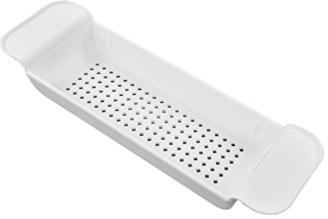 Bandeja para Bañera, Bandeja para Bañera, Bandeja para Baño, Mesa con Laterales Extensibles, Organizador Multifunción para Bañera, Estante Antideslizante para Cepillos de Dientes,(Blanco)