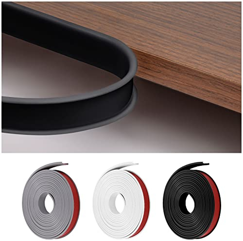 Flintronic U-Form Selbstklebend, Weichsockelleiste für Küche und Badezimmer, Möbelkantenband, Flexible TPE Faltbarer Kantenschutz für Schrankkanten,Abschlussleiste, Arbeitsplatten(Schwarz, 20mm *5m)