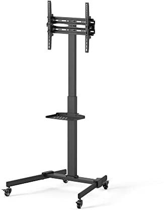 conecto Soporte TV para Pantallas/monitores, móvil y Regulable en Altura de 81-140 cm (32-55 Pulgadas) VESA: 400x400, inclinable +/- 10°, Negro