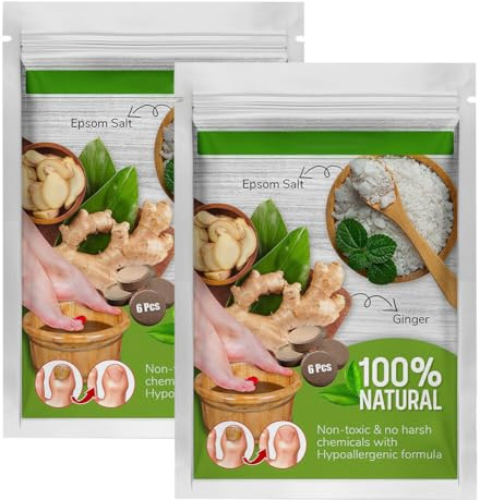 Uposao 12Pcs Lymphatic Drainage Ginger Foot Soak, Foot Reflexology Spa Relax Massage Leg Slimming Foot Detox Bath, Wormwood Foot Soak Pack