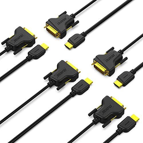 BENFEI Câble HDMI vers DVI, 1.8m bidirectionnel DVI-D 24+1 mâle vers HDMI mâle Câble Adaptateur Haute Vitesse Compatible 1080P Full HD Compatible pour Raspberry Pi, Roku, Xbox One, PS4, Paquet de 2