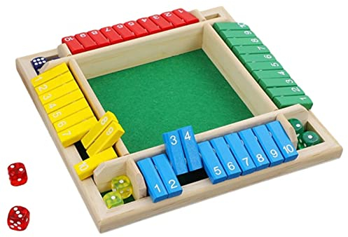 HINAA Holzbrett Tisch Mathespiel - 1-4 Spieler Shut The Box Familienspiel,Bunte Zahlenspiel-Spielzeuggeschenke für Kinderfreunde