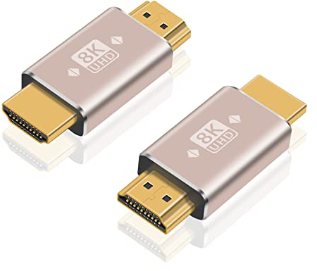 Duttek HDMI 2.1 Adapter Stecker (2 Stück) - Unterstützt 8K@60Hz, 4K@120Hz HDR, Dolby, eARC, HDCP2.3 für Laptop, PC, Monitor, Roku TV