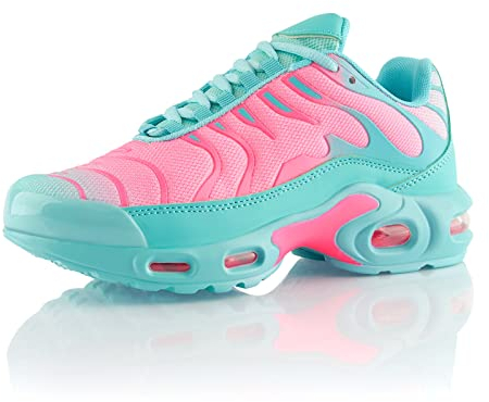 Fusskleidung® Damen Herren Sportschuhe Dämpfung Sneaker leichte Laufschuhe Hellblau Pink EU 38