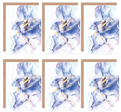 Wee Blue Coo Ballet Dancing Girl Painting Blank Greeting Cards With Envelopes Pack of 6