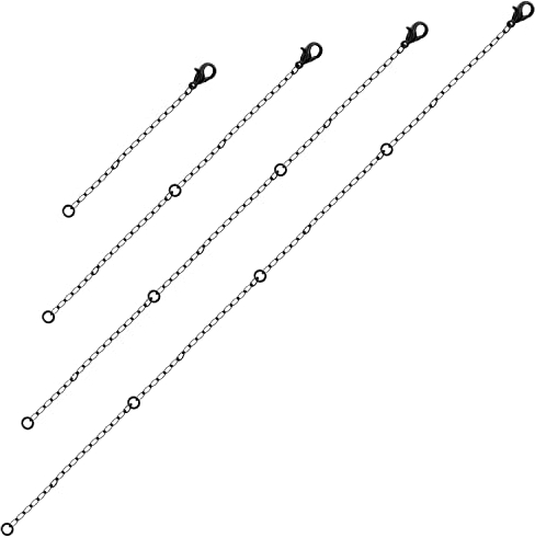4pcs Necklace Extender Chains, 2 4 6 8 Necklace Extenders Stainless Steel Chain Necklace Extender Extension Chains for Jewelry, Black Necklace Bracelet Anklet for Women Men