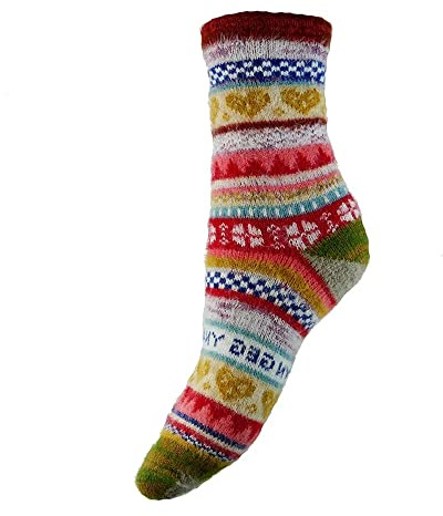JOYA Luxurious Scandi Patterned Wool Blend Socks UK 4-7 EU 36-40 -