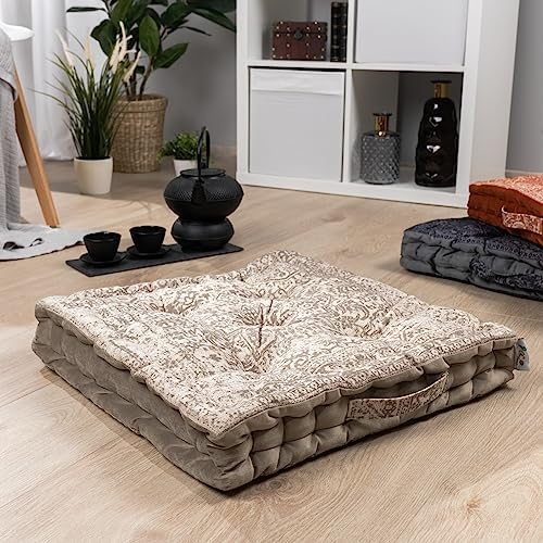 Paco Home Bodenkissen Boden Kissen Sitzkissen versch. Farben Innen Auflage Weich Dekorativ Rund Uni Yoga Meditation, Farbe:Weiß 2, Größe:50x50x8cm