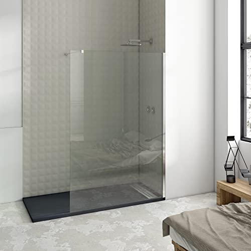 NEBADOON Mampara Ducha Fija - Mamparas de Ducha Fija con Cristal Templado 8 mm – Cristal Transparente con Tratamiento Antical - Perfilería Plata Brillo – 78 a 80 cm (Ancho Adaptable) x 200 cm (Alto)