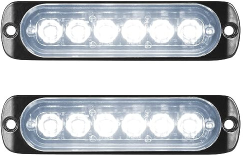 RIGIDON 2Pcs 6 Led Blanc Feu de freinage stroboscopique, Balise clignotante de sécurité 12V 24V Barre lumineuse led pour voiture véhicule utilitaire bateau remorque caravane