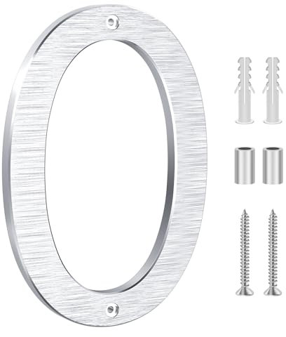 Lookopen 8 Inch Silver Large House Numbers, Modern Floating Metal House Numbers, Aluminium Front Door Numbers (0)