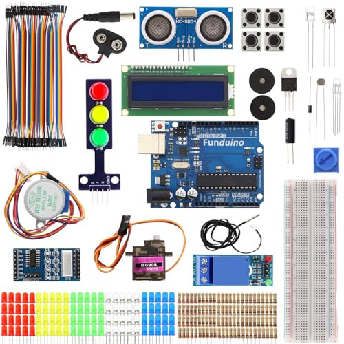 Funduino Starter Kit UNO R3 Basic, 100% kompatibel zu Arduino, mit deutschsprachigen Anleitungen, umfrangreiches Lernset für Einsteiger und Fortgeschrittene