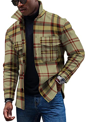 KONG JIMFAN Übergangsjacke Herren Winterjacken Männer Jeans Hemden Herren Jacke Westen Herren Imprägnierspray Jacke Herren Übergangsjacke Herren Daunenjacke Hemden Bügeln Fleecejacket(Brown,S)