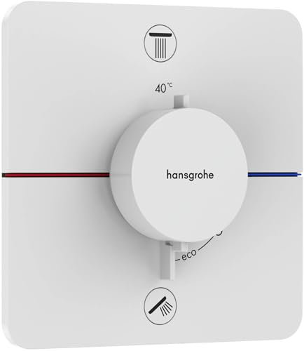 hansgrohe ShowerSelect Comfort Q - Thermostat Unterputz mit Sicherungskombination, Armatur mit Sicherheitssperre (SafetyStop) bei 40° C, Thermostat, Mischbatterie für 2 Verbraucher, Mattweiß