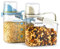 Boîte Rangement Cuisine, Boîte Hermétique Alimentaires en Plastique avec Couvercle, Provision Conservation Placard Organisation Bocaux pour Céréales Pâtes Farine (Lot de 2 x 1.5L - Blanc+Bleu)