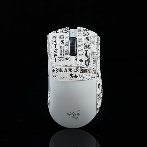 JIROAOTIC Maus-Griffband kompatibel mit Razer Deathadder V3 Pro Gaming-Maus Skate Eidechsenhaut rutschfest saugen Schweiß vorgeschnittener Aufkleber Mäuse Upgrade-Kit V3PRO-EVA White-0.5mm