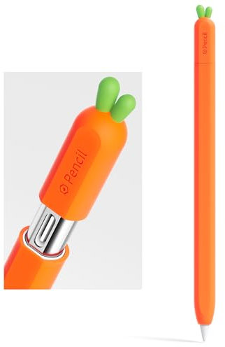 ELETIUO Silicone Case Compatible with Apple Pencil (USB-C),Protective Holder Grip Sleeve with Cap Accessories,Anti-Slip Cover Supports Magnetic for Apple Pencil 3rd Generation,Carrot