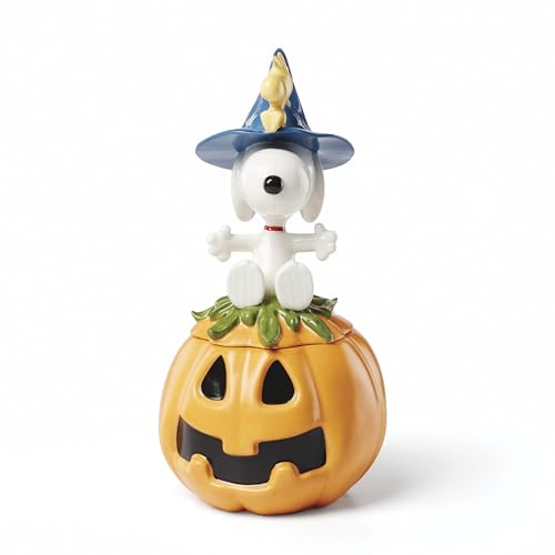 Lenox Peanuts Great Pumpkin Halloween Bonbonglas mit Deckel | Porzellan mit Deckel, 473 ml Fassungsvermögen, Snoopy-Design, Halloween-Sammelgeschenk für Peanuts-Fans, Schmuckschale