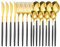 Matte Black and Gold Silverware Set, 16pcs Stainless Steel Flatware Set for 4,Kitchen Utensil Set, Tableware Cutlery Set, Knife Spoons and Forks Set, Dishwasher Safe