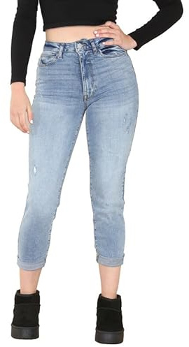 Ex Famous Store Mom Jeans High Waisted for Women UK, Ladies Ankle Grazer Relaxed Fit Jean Blue