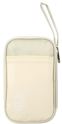 VOCOSTE Elektronischer Organizer für Kabel,Kabeltasche Elektronische Tasche Universal Kabelorganizer Tasche, Reisekabel Organizer 19x12x3.5cm Beige