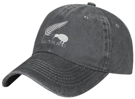 KWQDOZF New Zealand Fern Denim Trucker Hat Baseball Cap für Männer oder Frauen Cowboy Dad Schwarz