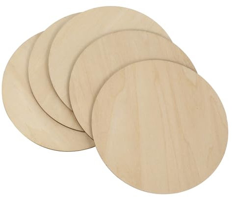 Gogogmee 5pcs Round Wood Circles Unfinished Plywood Slices DIY Supplies for Craft Projects