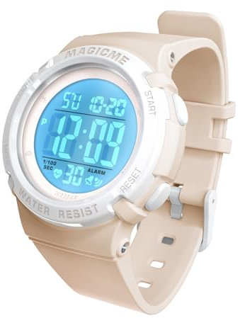 Bigmeda Montres Enfants Fille 50ATM Numérique Garçons Sport Enfants Montres Fille avec Bracelet en Silicone (Couleur Morandi)