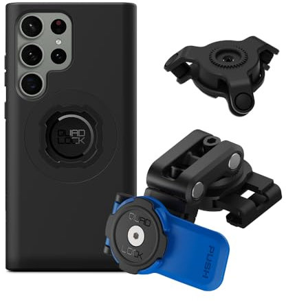 Quad Lock Motorcycle Brake Reservoir Phone Mount Kit with Vibration Dampener and Galaxy S23 Ultra MAG Case