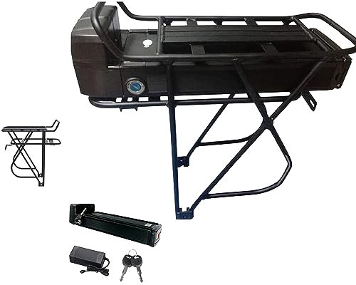 WILLQ Batterie Porte-Bagages 36V 48V 10AH 12AH 15AH 18AH 20AH 25AH 30AH Batterie Lithium-ION Batterie Support arrière avec Chargeur pour Kits Moteur 1200W 750W 250W,with Rack,36V20AH