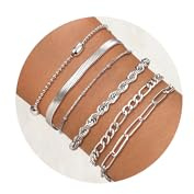 Dochais 6 Stück Armband Damen,14k Vergoldet Edelstahl Armbänder Mädchen, Twist Figaro Ketten Armbander Set Verstellbar Modeschmuck Für Mädchen