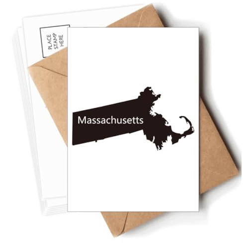 Massachusetts USA Karte Umriss Postkarten Umschläge Blanko Notizkarten Versand
