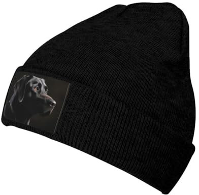 MMSJSBVY Black Labrador Herren Damen Unisex Erwachsene Strickmütze Wollmütze Warm und Bequem Mütze, Schwarz , Einheitsgröße