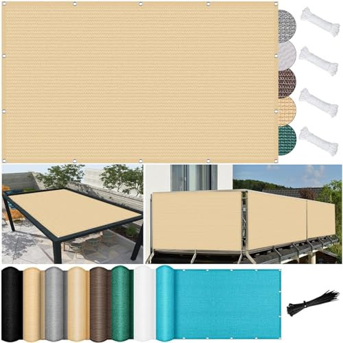 2,1 x 8,4 m, Sandgelbes Schattentuch mit UV-Schutz, atmungsaktiv, kühlend, Windstabilität, ideal für Garten, Outdoor, Terrasse, Pergola, Balkon, inklusive Seil für einfache Installation