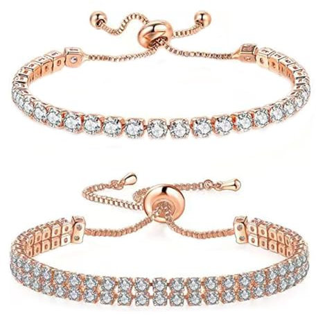 FDEETY Bracciale Tennis Regolabile Cristallo Brillante Gioielli Donna Elegante Stile Classico Accessorio Raffinato