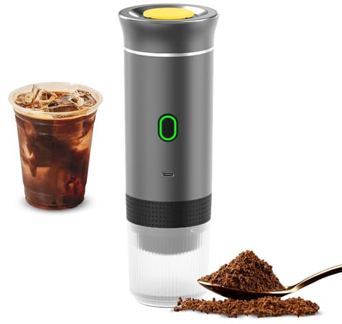 Irishom Máquina de café portátil 3 en 1 para el hogar y el coche, máquina de café eléctrica sin cable, funciona con cápsula y café de tierra, 15 bares, mini cafetera fría y caliente con taza de 150 ml