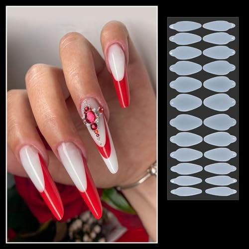 HIOPOIUYT 24 moldes de forma sin papel, molde de gel extendido, forma francesa, extensión adhesiva acrílica
