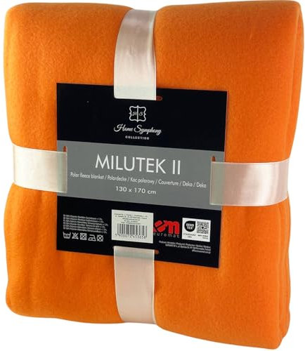 Euromat Polar Fleecedecke Kuscheldecke Sofadecke Wohndecke mit genähte Kante (Orange, 150x200 cm)