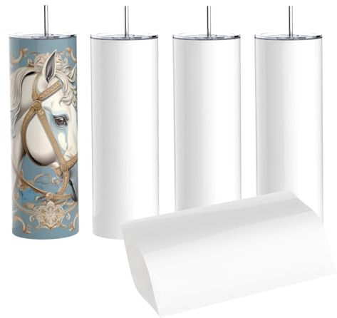 30 Oz Sublimation Skinny Tumbler Set, Stainless Steel Straight Skinny Travel Tumbler Bulk With Sublimation Shrink Wrap Films, Birthday Diy Gift For Women Friends Sisters, 4 Pack (30 OZ, 4, Count)