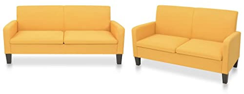 Homgoday 2-TLG. Sofagarnitur Stoff Gelb Wohnzimmersofa Sitzsofa Sofa Couch Loungesofa Gästesofa Polstersofa Couchgarnitur Sitzmöbel für Wohnzimmer Büro