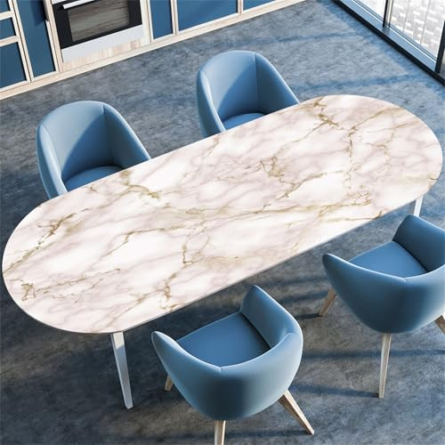 Highdi 3D Elastische Oval Tischdecke Abwaschbar, Spanntischdecke Gartentischdecke Outdoor Tischdecke mit Gummizug für Esszimmer, Küche (91x152cm(36x60),Nebel 6)