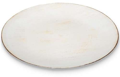 Deko-Teller 47 cm in Creme-braun Vintagelook - Flacher Teller als Tischdeko Kerzenteller