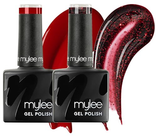 Mylee Gel Nail Polish Duo 2x8ml [Classic Glamour] - UV/LED Soak-Off Nail Art Manicure Pedicure for Professional, Salon & Home Use - Long Lasting & Easy to Apply, Vegan & Cruelty Free