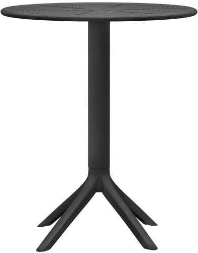 CLP Tisch Lacota Ø 60 cm I Gartentisch wetterfest und UV-beständig I Runder Balkontisch aus langlebigem Polypropylen, Farbe:schwarz