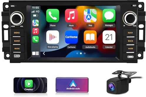 Autoradio für Jeep Wrangler JK Compass Patriot/Chrysler/Dodge RAM Ladegerät (2+64GB mit Cam)