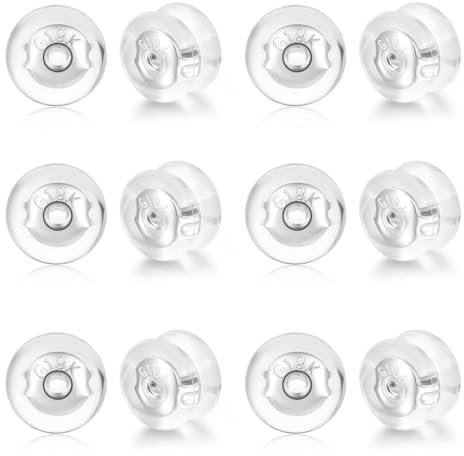 OUDQFCJ 12 PCS Chiusure Orecchini in Silicone Ipoallergenico per Orecchini Pendenti (Argento)