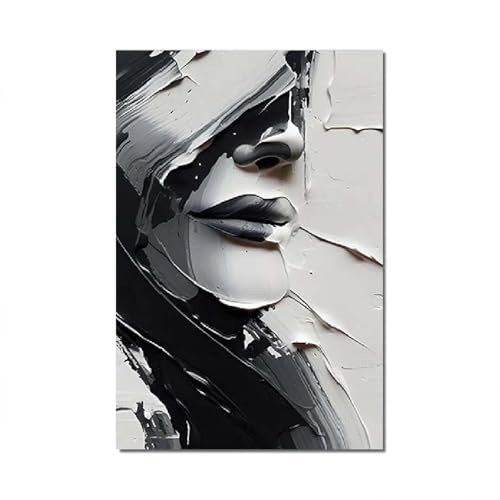 18meng Art Abstrakt Wandbilder XXL Schwarz und Weiß Gesichter 200x100 cm 1 tlg Modern Groß Leinwand Bilder Wanddeko Wandbild Wohnzimmer Schlafzimmer Canvas Desing Wand Bild auf Leinwand Ungerahmt