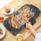 Elektrischer Tischgrill 2000W, 6-stufig einstellbar (90-350°C) mit Wasserschale – Edelstahl Grillplatte, Indoor Grill für Familie Garten Camping, 50x31cm, Schwarz