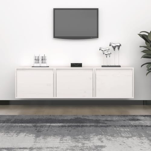 Woonisher Meubles TV 3 pcs Blanc Bois Massif de pin Ensemble Meuble TV et Table Basse